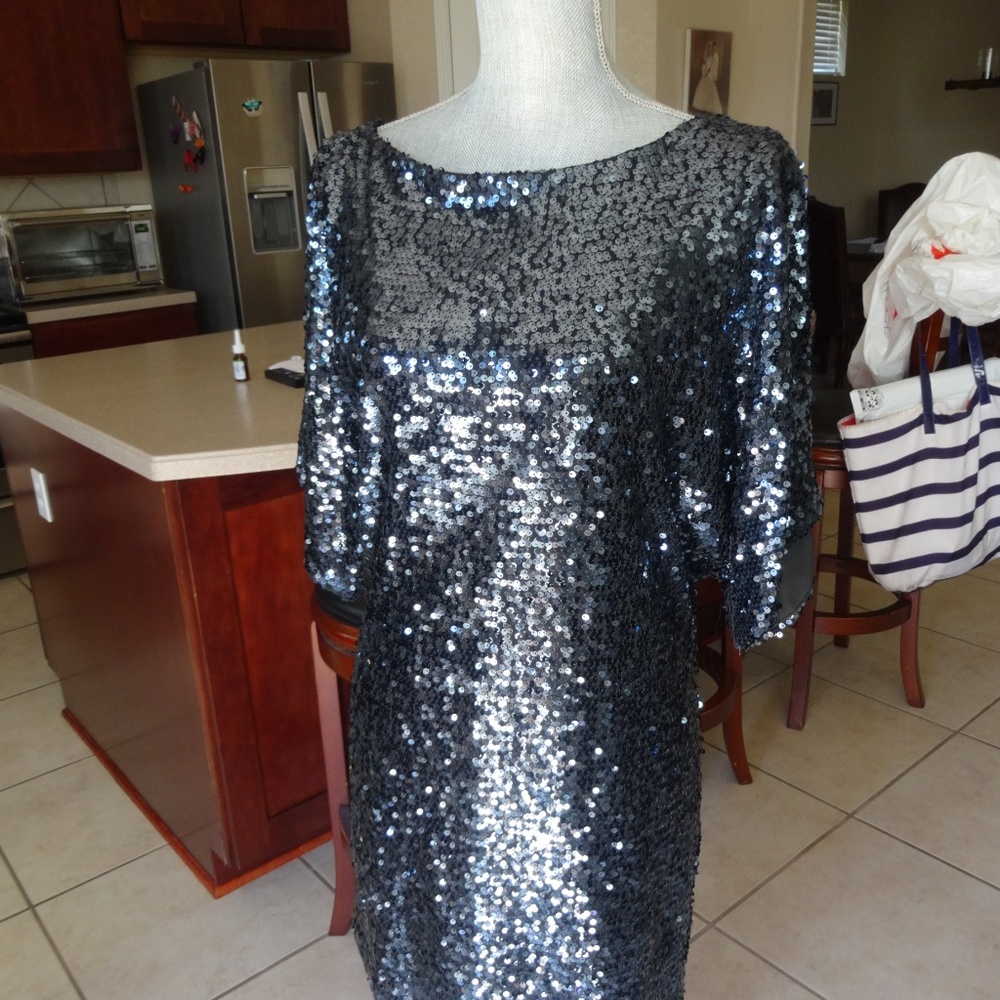 Cachet Navy Blue Sequin Dress Sz 6